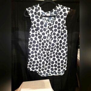 EUC Merona Black and White Polka Dot Blouse